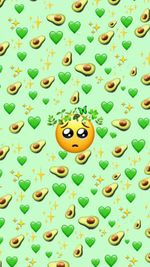 Avocado_ Love_ Emoji_ Pattern Wallpaper