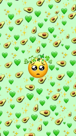 Avocado_ Love_ Emoji_ Pattern Wallpaper