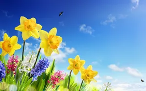 Awakening Spring Under The Vibrant Sky Wallpaper