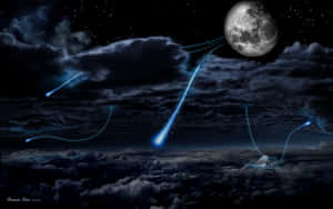 Awe-inspiring Moonlit Night During A Lightning Storm Wallpaper