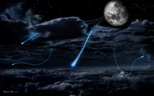 Awe-inspiring Moonlit Night During A Lightning Storm Wallpaper
