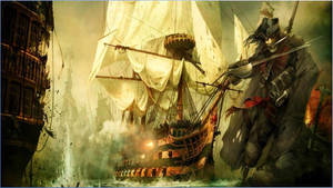 Awe-inspiring Pirate And Ship Artwork Wallpaper