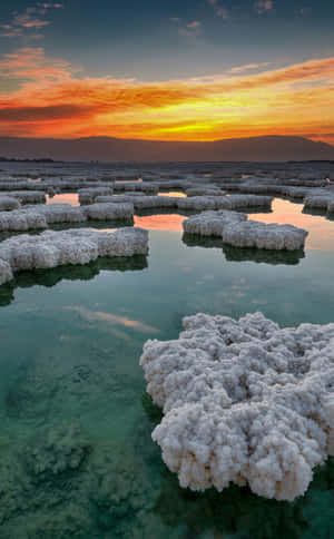 Awe-inspiring View Of Rocky Salt Formations At The Dead Sea Wallpaper