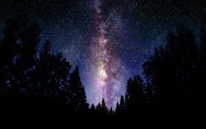 Awe-inspiring View Of The Night Sky And Its Distant Galaxies. Wallpaper