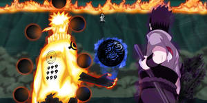 Awesome Naruto And Sasuke Fighting Together Wallpaper