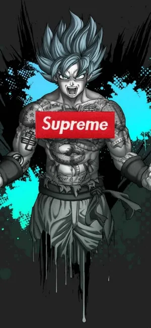 Awesome Supreme Drip Goku Digital Art Wallpaper