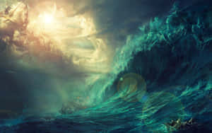 Awestruck By The Majesty Of The Ocean Storm. Wallpaper