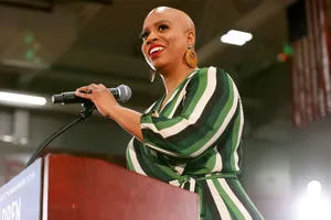 Ayanna Pressley Green Black Dress Wallpaper