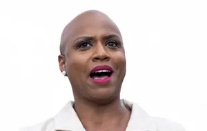 Ayanna Pressley On A White Background Wallpaper