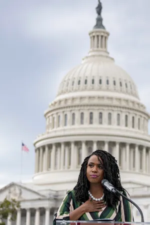Ayanna Pressley, Speaking Passionately At A Capitol Event Wallpaper