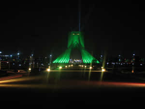 Azadi Tower Green Lights Night Wallpaper