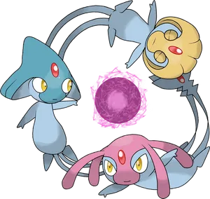 Azelf Mesprit Uxie With Purple Orb Wallpaper