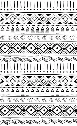 Aztec Geometric Black And White Pattern Wallpaper