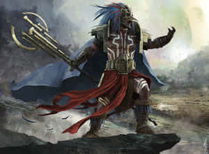 Aztec Warrior Carrying A Rare Reclination Shield Wallpaper