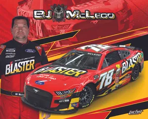 B.j. Mcleod Driving Red Blaster Stock Car Wallpaper