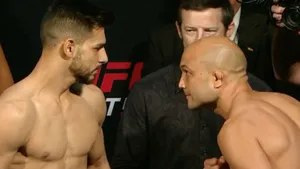 B.j. Penn Posing With Yair Rodriguez Wallpaper