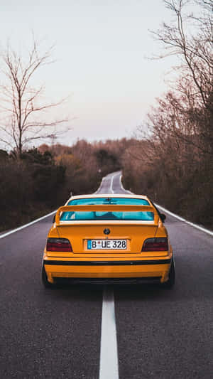 B M W E36 Yellow On Road Wallpaper
