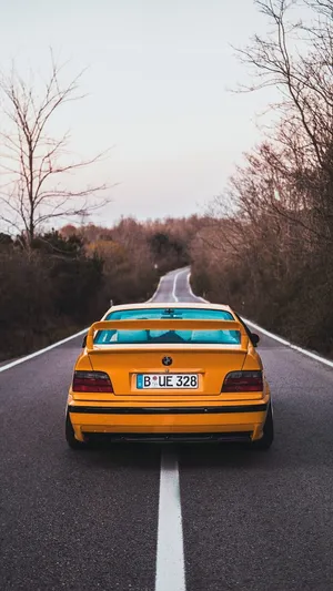 B M W E36 Yellow On Road Wallpaper