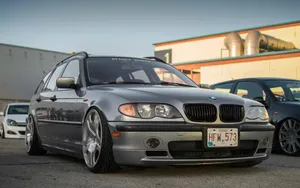 B M W E46 Silver Sedan Parked Wallpaper