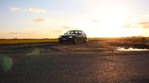 B M W E46 Sunset Countryside Road Wallpaper
