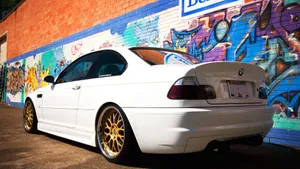 B M W E46 White Coupe Graffiti Backdrop Wallpaper