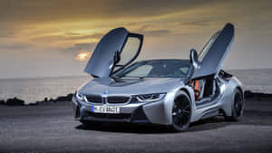 B M Wi8 Coupe Sunset Doors Up Wallpaper