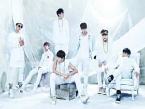 B T S_ Group_in_ White_ Attire Wallpaper