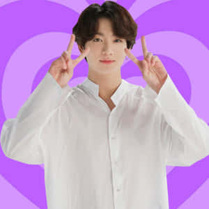 B T S Member Peace Sign Purple Background P F P Wallpaper