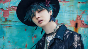 B T S Suga Blue Hair Aesthetic Wallpaper Wallpaper