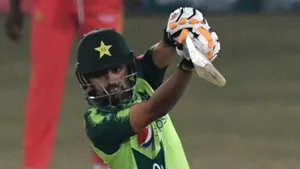 Babar Azam In Action - Displaying Top-notch Cricketing Skills Wallpaper