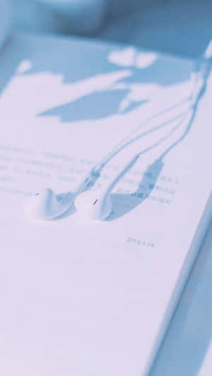 Baby Blue Light Blue Aesthetic Book Earphones Wallpaper