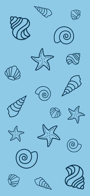 Baby Blue Light Blue Aesthetic Seashells Digital Art Wallpaper