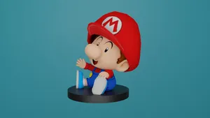 Baby Mario Figure3 D Render Wallpaper