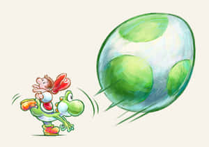 Baby Marioand Yoshi Escape Artwork Wallpaper