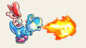 Baby Marioand Yoshi Fire Breath Wallpaper