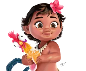 Baby Moana And Hei Hei Wallpaper