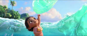 Baby Moana Touching Water Wallpaper