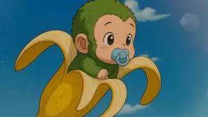 Baby Monkey In Banana Suit Wallpaper