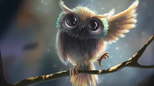 Baby Owl Lifting Wing Wallpaper