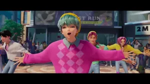 Baby Saja Animated Dance Scene Wallpaper