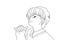 Baby Saja Cute Cartoon Sketch Wallpaper