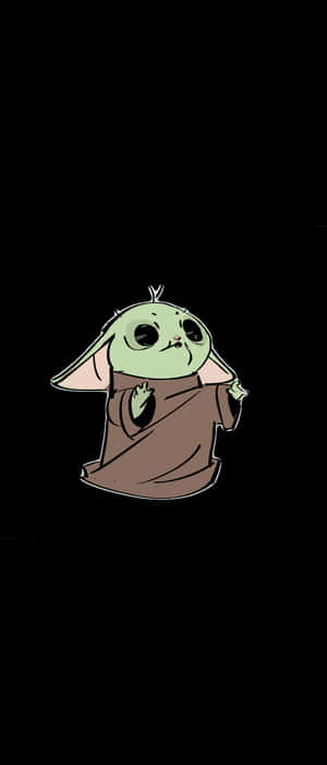 Baby Yoda Aesthetic On Black Background Wallpaper