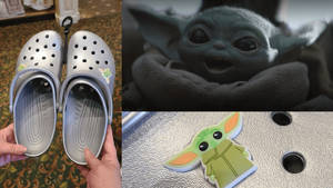 Baby Yoda In Crocs Jibbitz Wallpaper