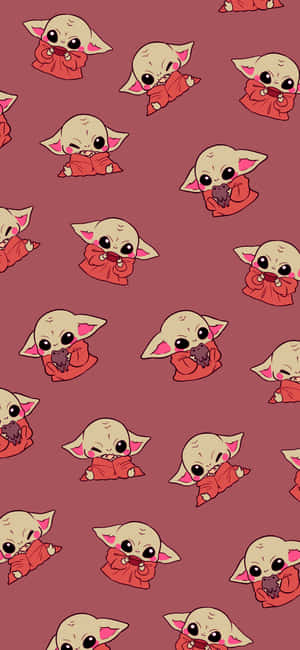 Baby Yoda Using A Cell Phone Wallpaper