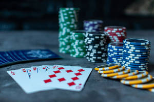 Baccarat Game Cards Colorful Poker Chips Wallpaper