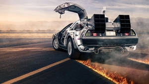 Back To The Future Delorean Blazing Tires Wallpaper