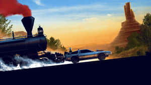 Back To The Future_ Train And De Lorean_ Showdown Wallpaper