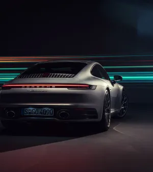 Back View Of Gray Porsche 911 Wallpaper