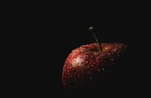 Background Black With Red Apple Wallpaper