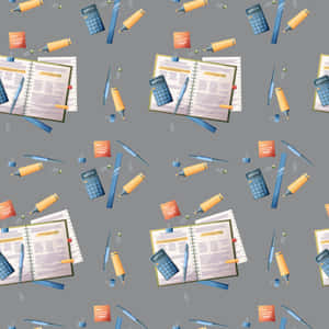 Backto School Supplies Pattern Wallpaper